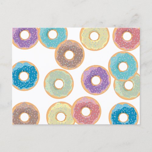 Colorful Pastel Donuts  Sprinkles Pattern Holiday Postcard