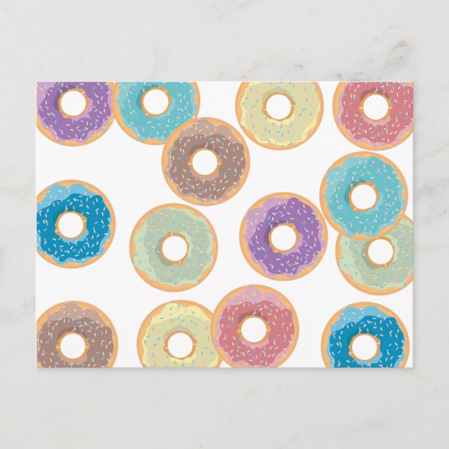 Colorful Pastel Donuts & Sprinkles Pattern Holiday Postcard (Front)