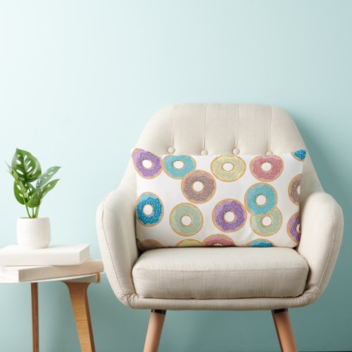 Colorful Pastel Donuts  Sprinkles Pattern Lumbar Pillow