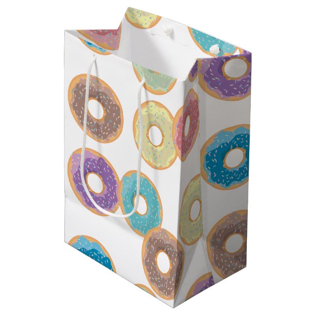 Colorful Pastel Donuts & Sprinkles Pattern Medium Gift Bag (Front Angled)