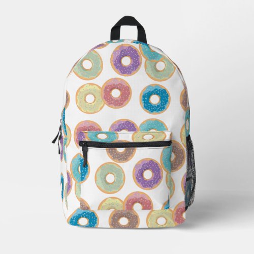 Colorful Pastel Donuts  Sprinkles Pattern Printed Backpack