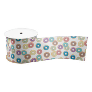 Colorful Pastel Donuts & Sprinkles Pattern Satin Ribbon