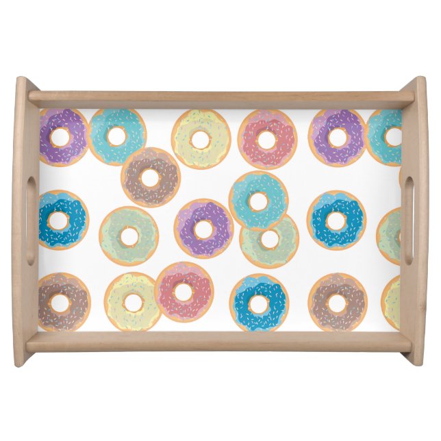 Colorful Pastel Donuts & Sprinkles Pattern Serving Tray (Front)