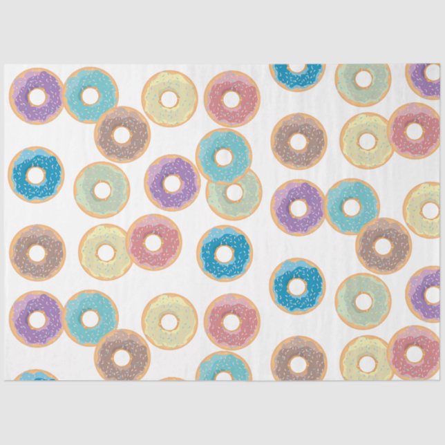 Colorful Pastel Donuts & Sprinkles Pattern Tissue Paper (Front)
