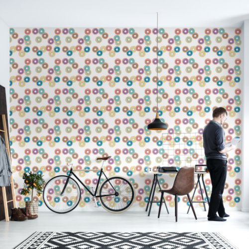Colorful Pastel Donuts  Sprinkles Pattern Wallpaper