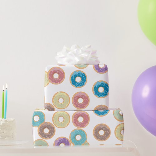 Colorful Pastel Donuts  Sprinkles Pattern Wrapping Paper