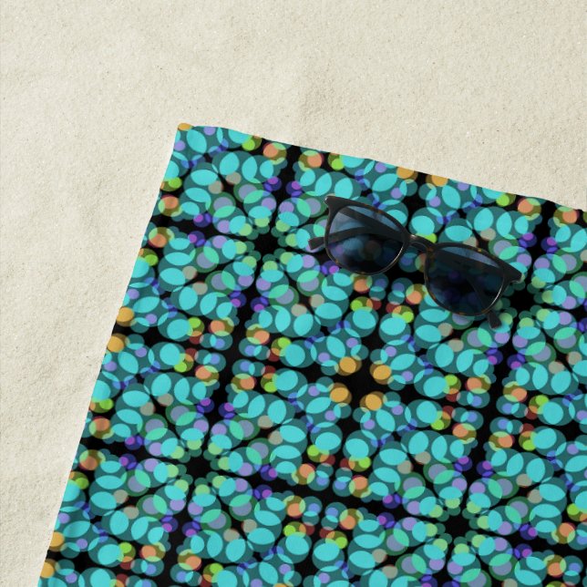 Colorful Pastel Dots Translucent Repeat Pattern Beach Towel (In Situ)