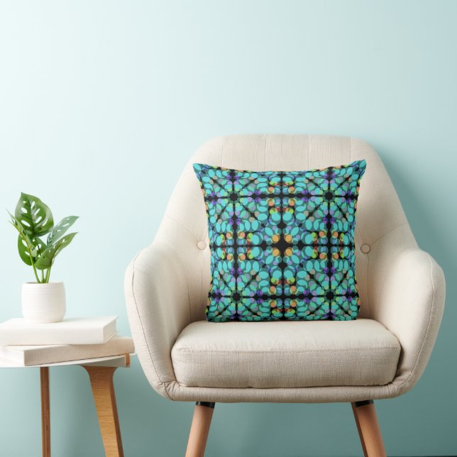 Colorful Pastel Dots Translucent Repeat Pattern Throw Pillow (Chair)