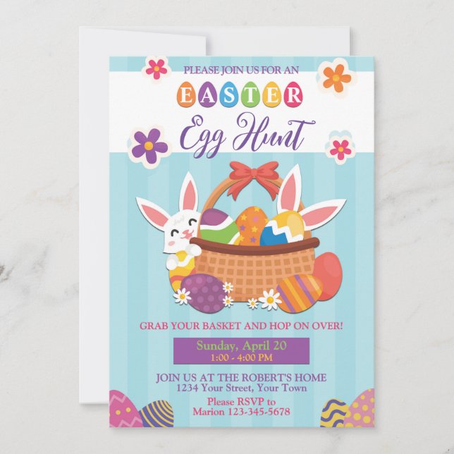 Colorful Pastel Easter Egg Hunt Invitation (Front)