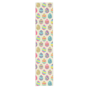 Colorful Pastel Easter Eggs Cute Pattern Short Table Runner