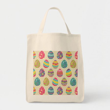 Colorful Pastel Easter Eggs Cute Pattern Tote Bag