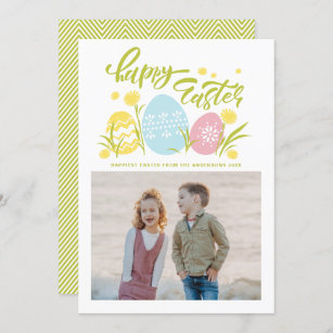 Colorful Pastel Easter Eggs Happy Easter Photo Holiday Card