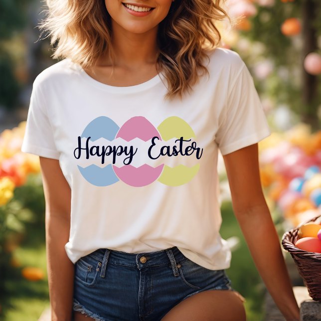 Colorful Pastel Eggs Happy Easter T-Shirt (Colorful Pastel Eggs Happy Easter T-Shirt)