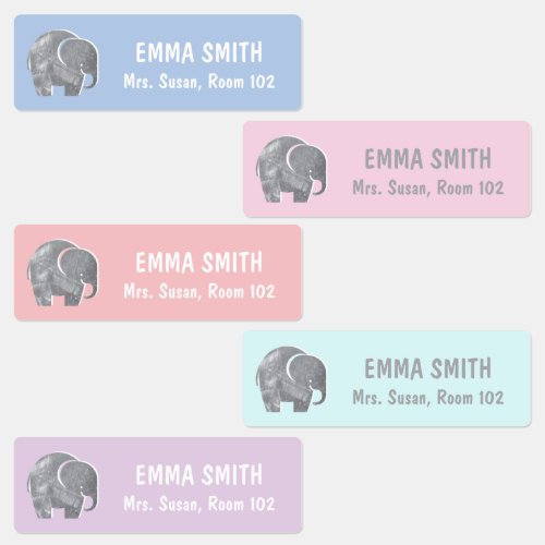 Colorful Pastel Elephant Kids Personalized Kids L Kids Labels