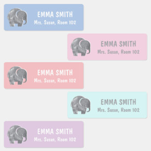 Colorful Pastel Elephant Kids Personalized Kids' L Labels