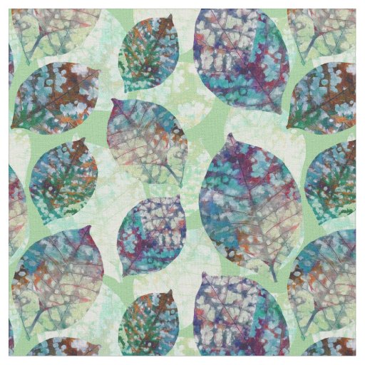 Colorful Pastel Fall Leaves Fabric