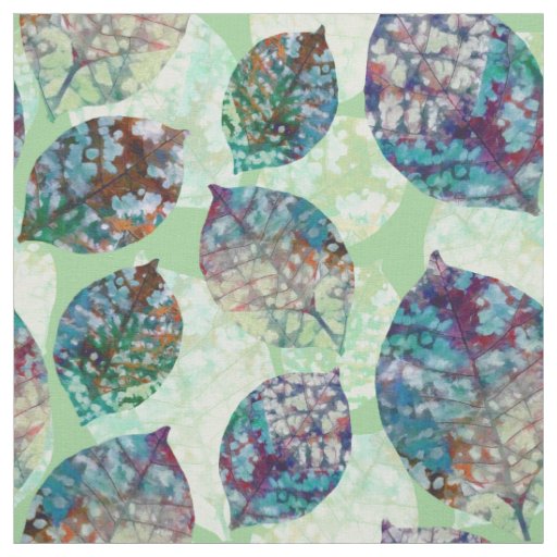 Colorful Pastel Fall Leaves Fabric