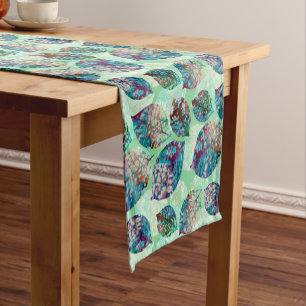 Colorful Pastel Fall Leaves Short Table Runner
