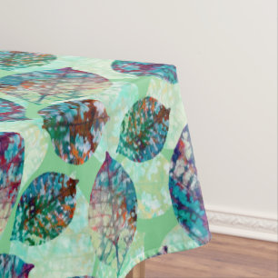Colorful Pastel Fall Leaves Tablecloth