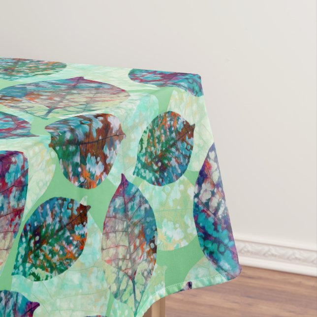 Colorful Pastel Fall Leaves Tablecloth (In Situ)