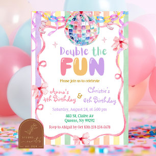 Colorful Pastel Fancy Double the fun birthday Invitation
