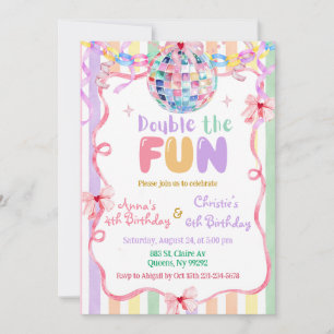 Colorful Pastel Fancy Double the fun birthday Invitation