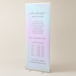 Colorful Pastel Feminine Pretty Salon Holographic Retractable Banner