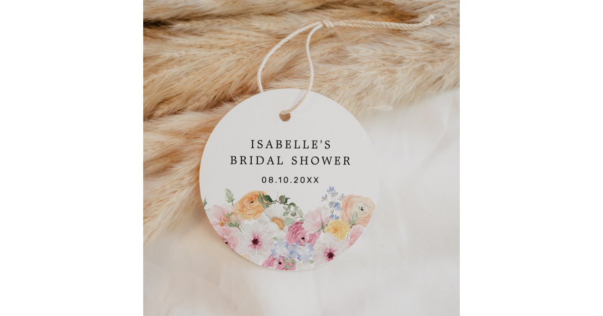 Colorful Pastel Floral Bridal Shower Favor Tags | Zazzle