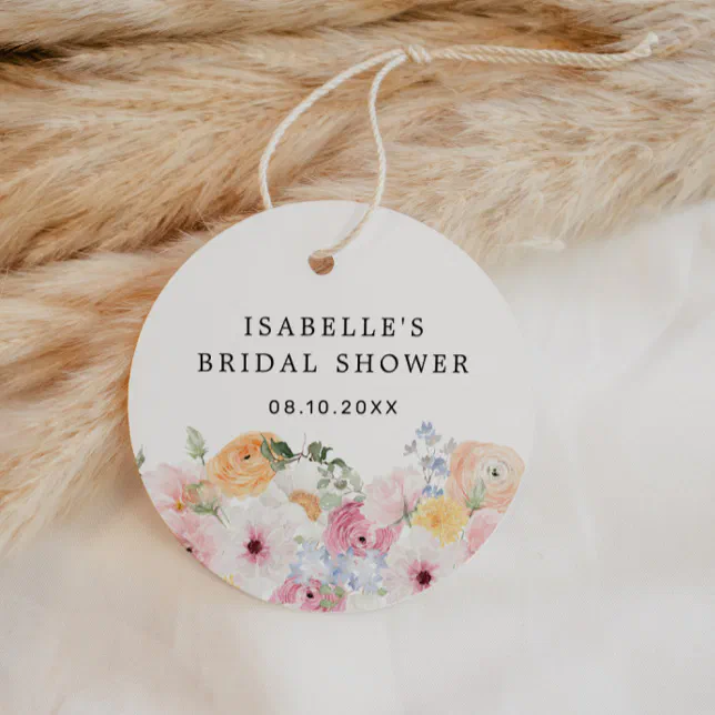 Colorful Pastel Floral Bridal Shower Favor Tags | Zazzle