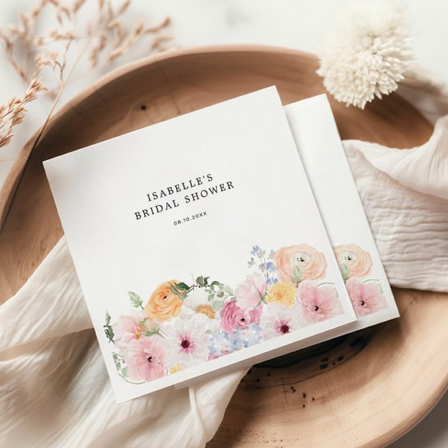 Colorful Pastel Floral Bridal Shower Napkins (Creator Uploaded)
