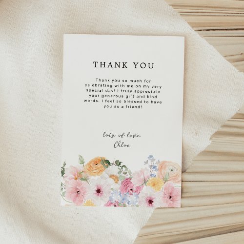 Colorful Pastel Floral Thank You Card