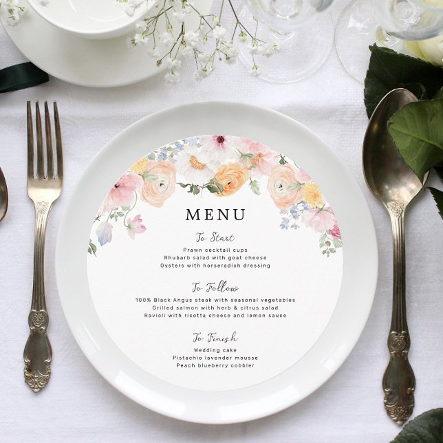 Colorful Pastel Floral Wedding Menu (Creator Uploaded)