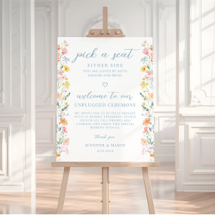 Colorful Pastel Floral Wedding Open Seating Sign