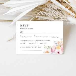 Colorful Pastel Floral Wedding RSVP Card