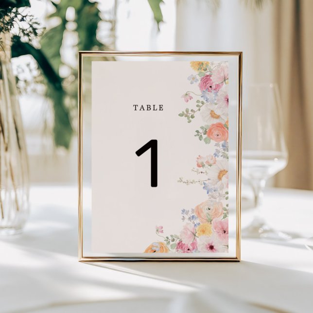 Colorful Pastel Floral Wedding Table Number (Creator Uploaded)