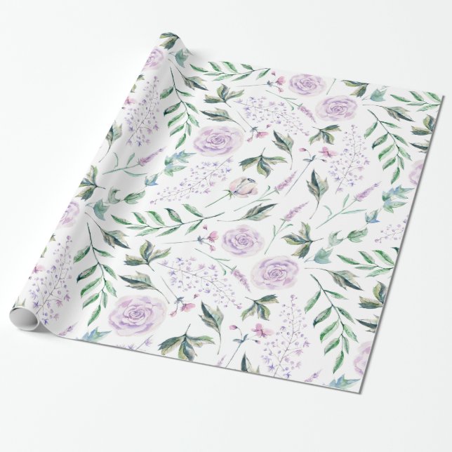 Colorful pastel flowers fairytales pattern wrapping paper (Unrolled)