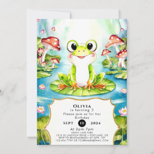 Colorful Pastel Frog Birthday Invitation