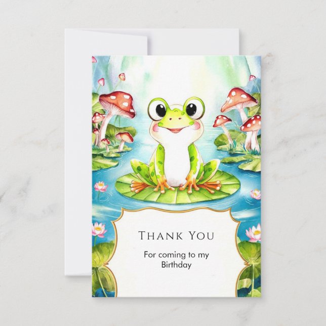 Colorful Pastel Frog Birthday Thank You Card (Front)
