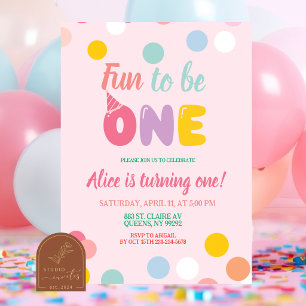 Colorful Pastel Fun to be ONE Birthday Invitation