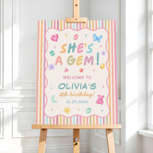 Colorful Pastel Gemstone Girl Birthday Welcome