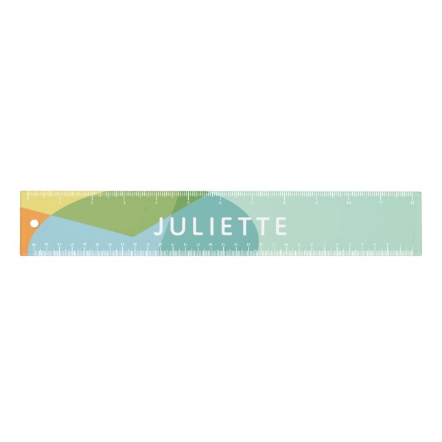 Colorful Pastel Geometric Shapes Personalized Ruler (Front)