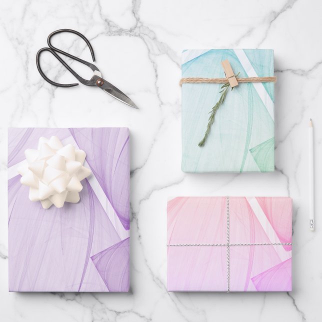 Colorful Pastel Geometric Square Decoupage Wrapping Paper Sheets (Front)