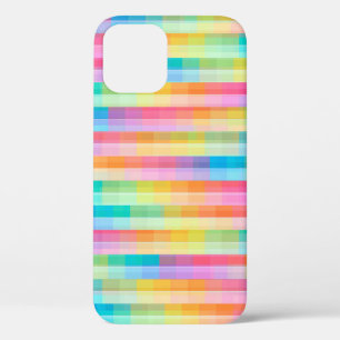 Colorful Pastel Geometric Tiles Squares Pattern iPhone 12 Pro Case