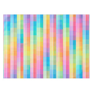 Colorful Pastel Geometric Tiles Squares Pattern   Tablecloth