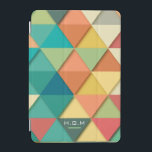 Colorful Pastel Geometric Triangles Monogram iPad Mini Cover<br><div class="desc">Modern colorful geometric pattern with textured look triangles. Personalise with your initial.</div>