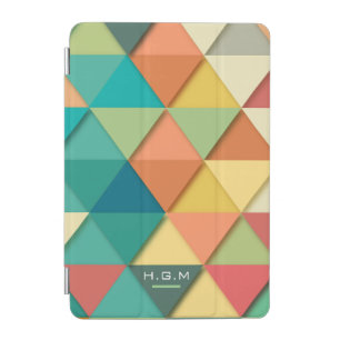 Colorful Pastel Geometric Triangles Monogram iPad Mini Cover