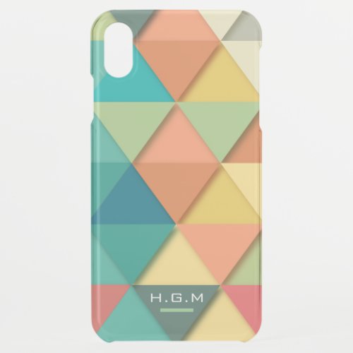 Colorful Pastel Geometric Triangles Monogram iPhone XS Max Case