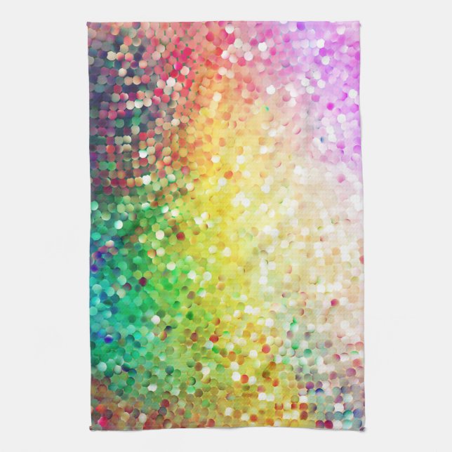 Colorful Pastel Gradient Glitter Pattern Towel (Vertical)