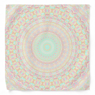Colorful Pastel Groovy Trippy Boho Hippie Mandala Bandana