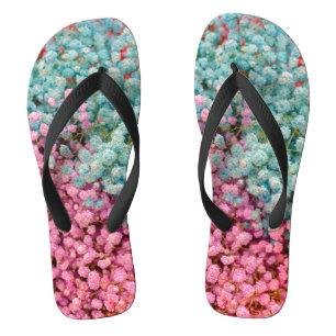 Colorful Pastel Gypsophila Baby Breath Flowers Pat Flip Flops